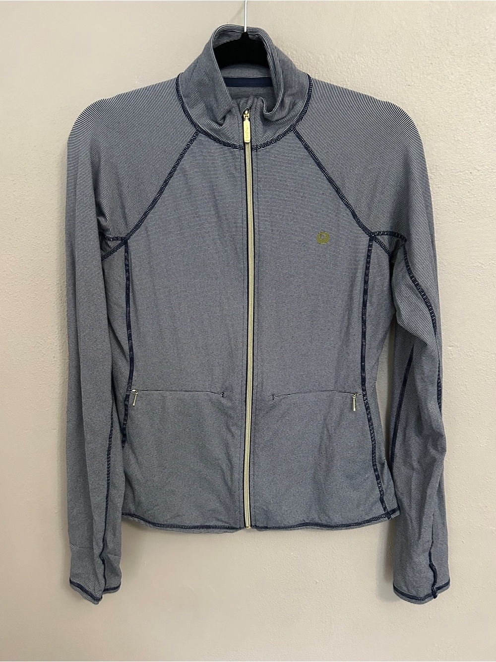 Lilly Pulitzer KAPRI luxletic zip up navy striped jacket size medium